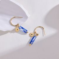 Retro Geometric Plating 304 Stainless Steel Natural Stone 14K Gold Plated Earrings main image 2