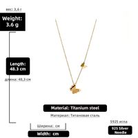 Cute Two Butterfly Titanium Steel Necklace sku image 3