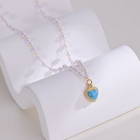 304 Stainless Steel 18K Gold Plated Retro Plating Heart Natural Stone Necklace main image 1