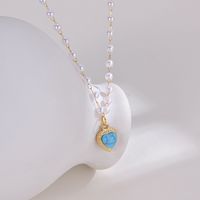 304 Stainless Steel 18K Gold Plated Retro Plating Heart Natural Stone Necklace main image 3
