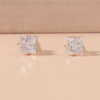 Fashion Elegant Square Crystal Inlaid Alloy Stud Earrings Ornament sku image 1