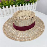 New Straw Hat Women's Breathable Salty Grass Woven Travel Sun Hat sku image 5