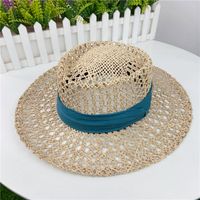 New Straw Hat Women's Breathable Salty Grass Woven Travel Sun Hat sku image 4