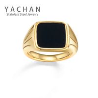 Retro Black Oil Dripping Stainless Steel Ring New Simple Rings sku image 3