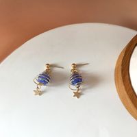 Pendientes De Aleación De Estrella De Planeta Azul De Moda Al Por Mayor sku image 2