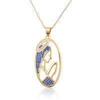 Fashion Oval Hollow Copper Plated 18k Gold Zircon Necklace Wholesale Nihaojewelry sku image 2