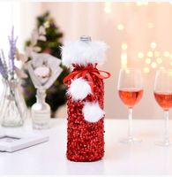 Cross-border New Arrival Christmas Decorations European And American Sequins Bottle Cover Plush Drawstring Wine Gift Box Hotel Dining Table Dress Up sku image 5