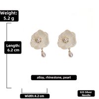 925 Silver Needle Organza Fabric Rhinestone-encrusted Pearl Flower Earrings European And American Ins Graceful And Fashionable Sweet Elegant Earrings sku image 3