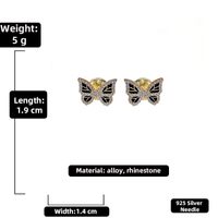Fashion Black Inlaid Rhinestone Butterfly Stud Earrings Wholesale Nihaojewelry sku image 2