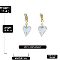 Retro Pearl Crystal Heart Hollow Chain Earrings Wholesale Nihaojewelry sku image 3