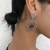 Halloween New Spider Geometric Alloy Diamond Earrings Wholesale Nihaojewelry sku image 6
