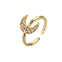 Micro-inlaid Zircon Color Diamond Moon Ring Smooth Star Ring Fashion Open Ring sku image 5