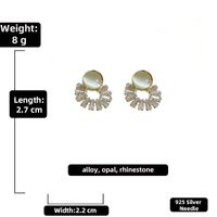 925 Silver Needle French Round Opal Rhinestone-encrusted Stud Earrings European And American Ins Fashion Simple Grace Personality Earrings For Women sku image 3