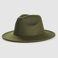 Exclusive For Cross-border British Retro Woolen Hat Men 's And Women 's Hats Monochrome Light Board Felt Cap Simple Big Brim Fedora Hat Tide sku image 8
