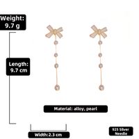 925 Silver Needle Drop Oil Bow Pearl Tassel Earrings Two-wear High-quality Earrings sku image 3