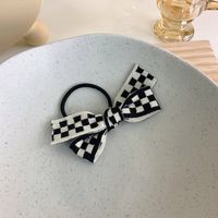 Fashion Checkerboard Knitted Bow Hair Rope Wholesale Nihaojewelry sku image 2