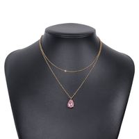 Fashion Alloy Water Drop Pendant Geometric Double Layer Necklace sku image 3