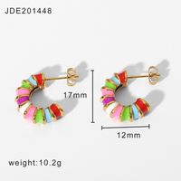 Retro Color Stripe Geometric Stainless Steel Earrings sku image 1