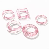 Wholesale Jewelry Simple Transparent Acetate Resin Ring  5-piece Set Nihaojewelry sku image 1