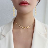 Übertriebener Stil Titanstahl Englische Buchstaben Anhänger Halskette Ohrringe Sets sku image 6