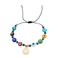 Nihaojewelry Ethnic Style Colored Glaze Evil Eye Gold Bead Bracelet Wholesale Jewelry sku image 8