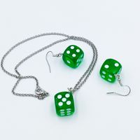 Nihaojewelry Wholesale Fashion Metal Chain Dice Pendant Earrings Necklace Set sku image 11