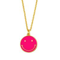 Nihaojewelry Cute Color Dripping Oil Round Brand Smiley Face Necklace Wholesale Jewelry sku image 2