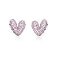 Heart Shape Earrings Retro Fashion Zircon Earrings Necklace sku image 3