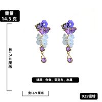 Retro Purple Crystal Heart Flower Earrings Wholesale Nihaojewelry sku image 1
