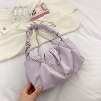 2022  New Simple Rhombic Embroidery Chain Underarm Solid Color Portable Messenger Bag sku image 1