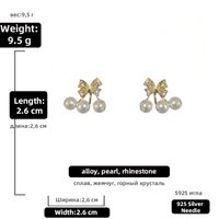 Nihaojewelry Korean Style Pearl Rhinestone Bow Earrings Wholesale Jewelry sku image 3