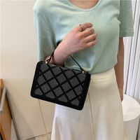 2022 Simple Retro Diamond Fashion Women's Portable Small Square Messenger Bag main image 3