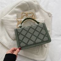 2022 Simple Retro Diamond Fashion Women's Portable Small Square Messenger Bag sku image 3
