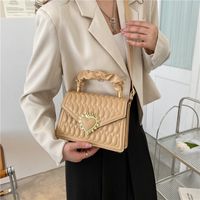 Small Pu Leather Solid Color Square Buckle Square Bag main image 4