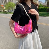 New Fashion Pearl Bow Solid Color Underarm Women's Pleated Shoulder Messenger Bag main image 4