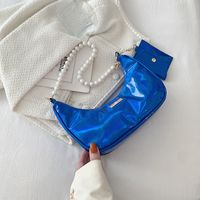 New Fashion Pearl Bow Solid Color Underarm Women's Pleated Shoulder Messenger Bag sku image 3