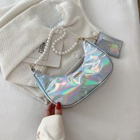 New Fashion Pearl Bow Solid Color Underarm Women's Pleated Shoulder Messenger Bag sku image 2