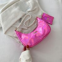New Fashion Pearl Bow Solid Color Underarm Women's Pleated Shoulder Messenger Bag sku image 5