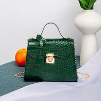 Fashion Crocodile Pattern Kelly Simple Solid Color Handbag Small Square Bag sku image 5