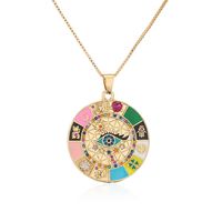 Wholesale Jewelry Bohemian Style Eye Pattern Pendant Copper Inlaid Zircon Necklace Nihaojewelry sku image 3