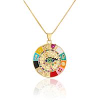 Wholesale Jewelry Bohemian Style Eye Pattern Pendant Copper Inlaid Zircon Necklace Nihaojewelry sku image 1