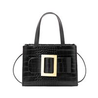 Women's Fashion Solid Color Crocodile Print 
 Shoulder Messenger Bag Handbag main image 2