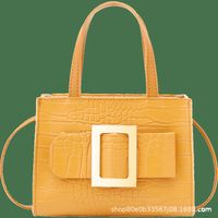 Women's Fashion Solid Color Crocodile Print 
 Shoulder Messenger Bag Handbag sku image 1
