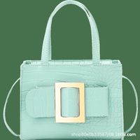 Women's Fashion Solid Color Crocodile Print 
 Shoulder Messenger Bag Handbag sku image 3