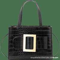 Women's Fashion Solid Color Crocodile Print 
 Shoulder Messenger Bag Handbag sku image 4