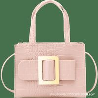Women's Fashion Solid Color Crocodile Print 
 Shoulder Messenger Bag Handbag sku image 5