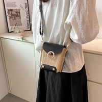 2022 New Fashion Wide Strap Crossbody Straw Small Square Bag main image 2