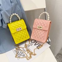 Fashion Jelly Color Handbag Geometric Pearl Messenger Bag main image 3