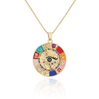 Wholesale Jewelry Bohemian Style Eye Pattern Pendant Copper Inlaid Zircon Necklace Nihaojewelry sku image 2