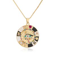 Wholesale Jewelry Bohemian Style Eye Pattern Pendant Copper Inlaid Zircon Necklace Nihaojewelry sku image 4